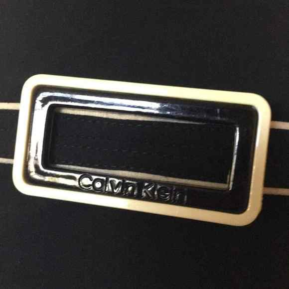 Calvin Klein vintage swimsuit one piece bond girl black Mod 90's Belted CK Logo - Picture 2 of 3